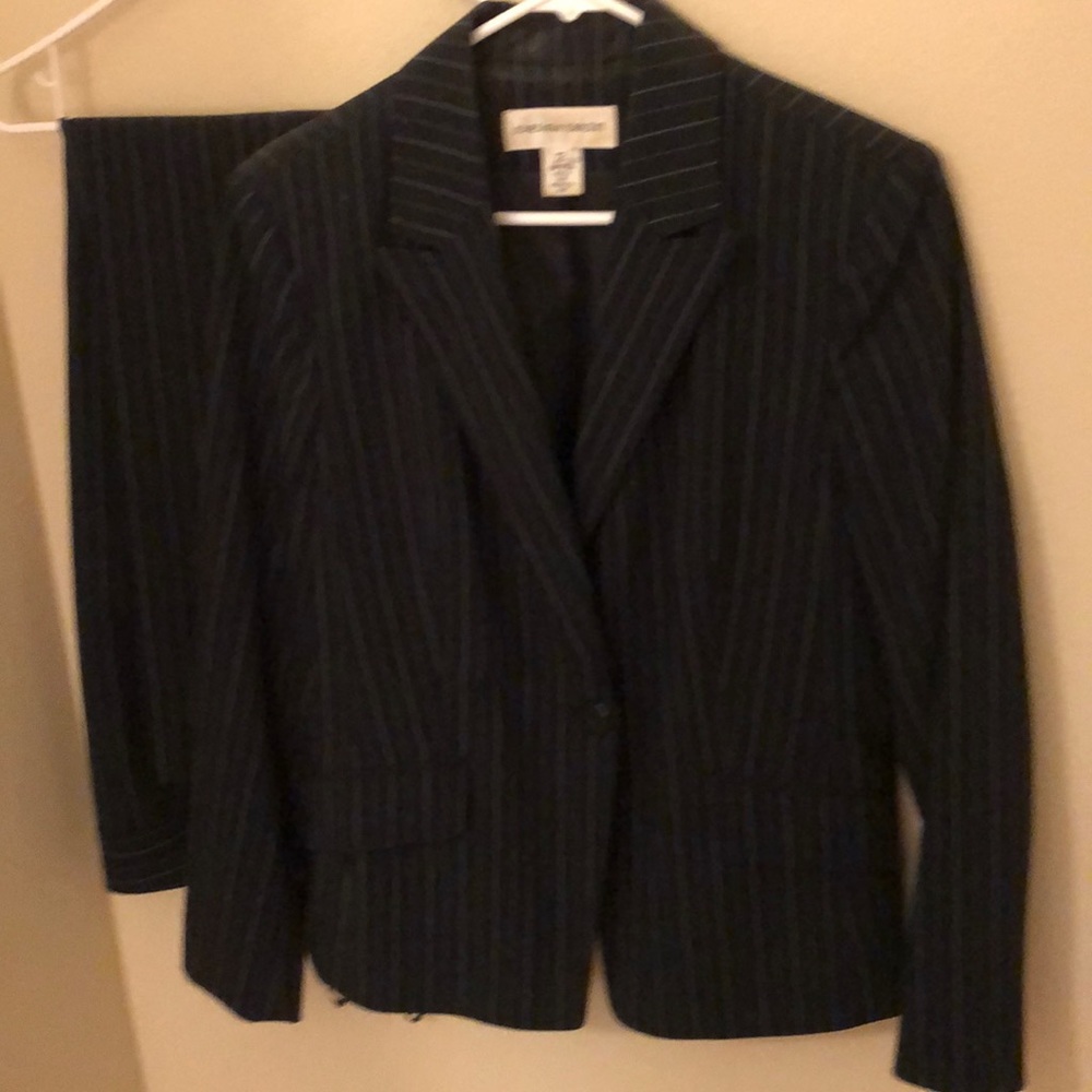 2-piece Navy Pinstriped Pants Suit